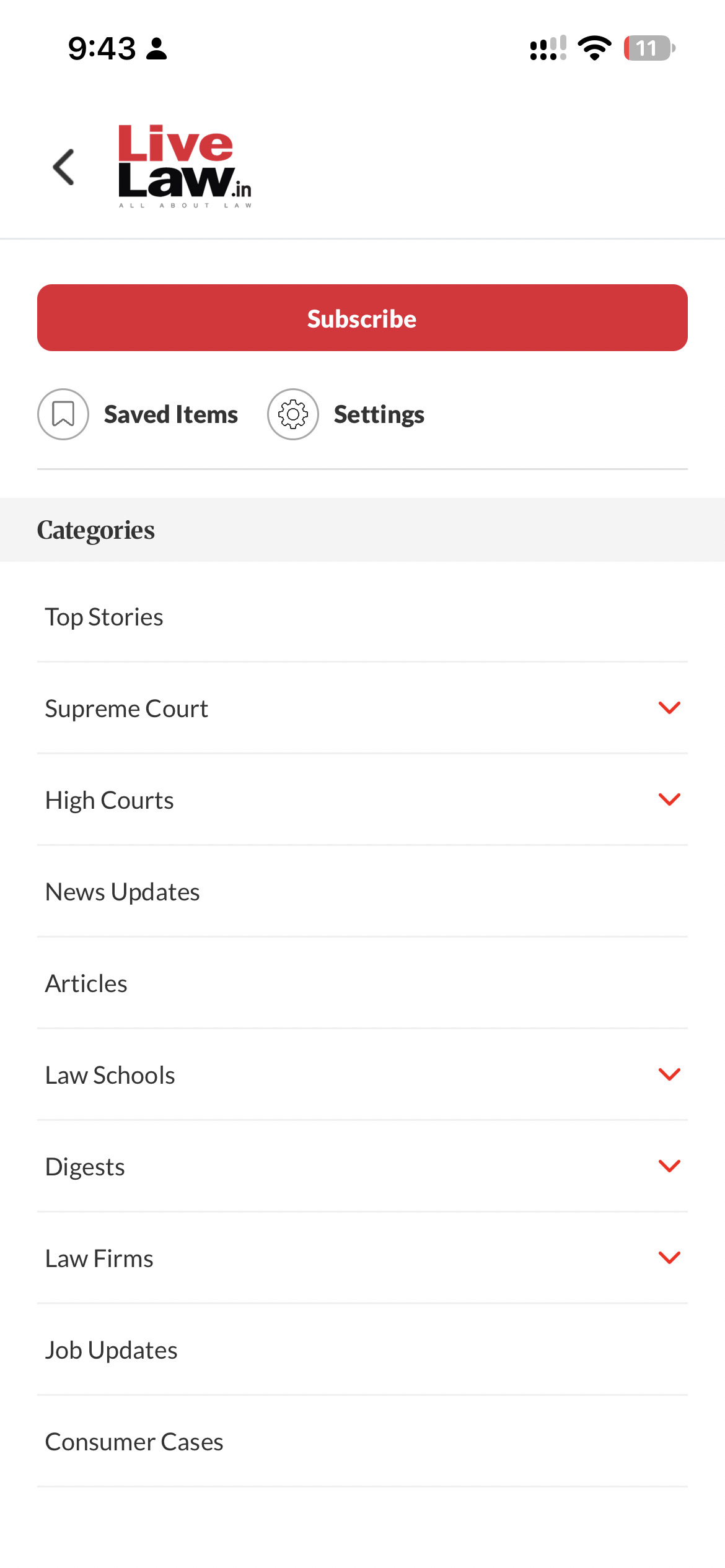 Choose your court from the LiveLaw menu